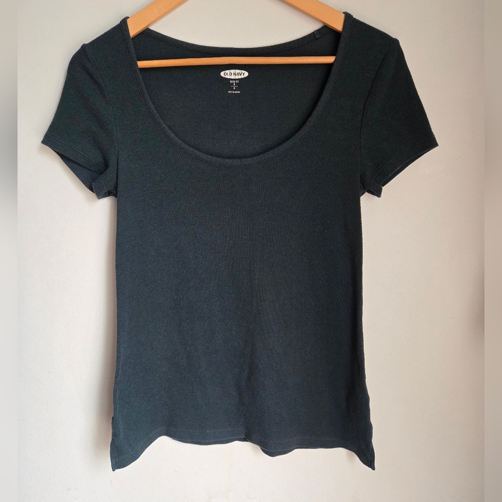 🎁 OLD NAVY Dark Teal Slim Fit Ribbed T-shirt